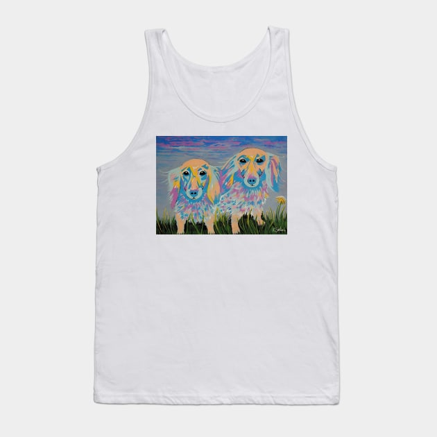 MUGI And Tatami Dog Painting - Cute Dog Art Tank Top by SartorisArt1